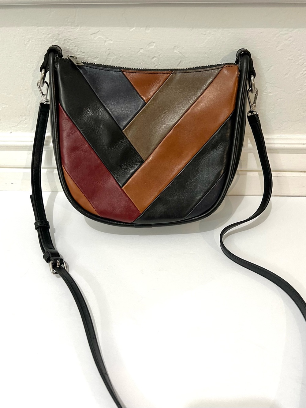 Patricia Nash Calanna Leather Hobo Crossbody Retro Colorblock